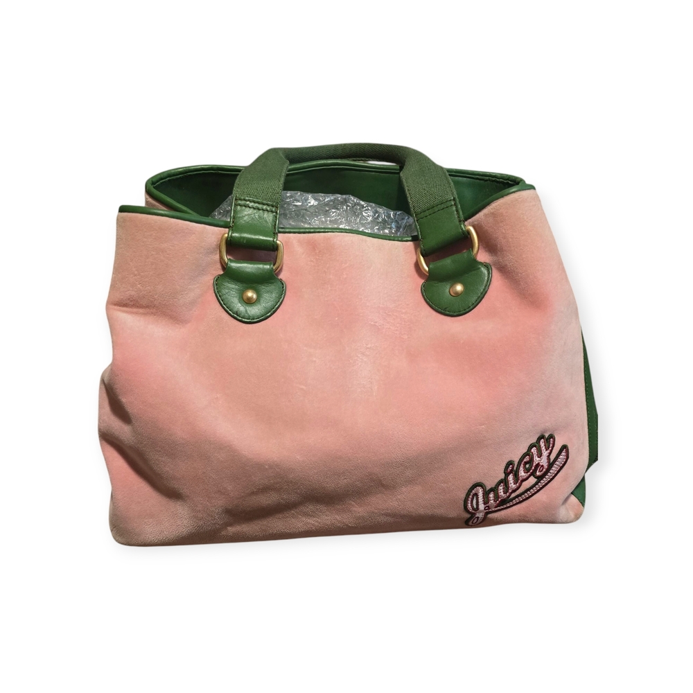 RARE VINTAGE Juicy Couture University Pink and Green Tote Bag - Picture 4 of 10